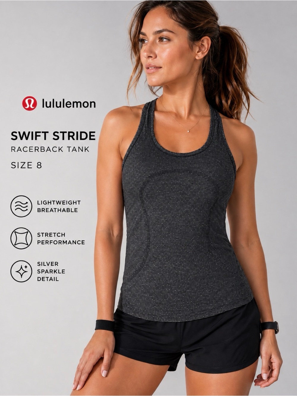 lululemon athletica Swift Stride Racerback Tank in Dark Charcoal